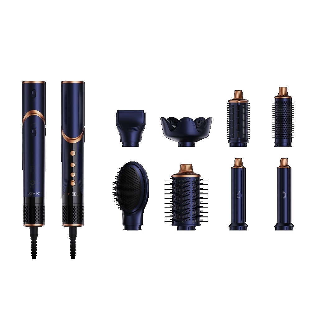 Multistyler AirStyle LVHS001BL AirStyle Multistyler – 8-In-1 Hair Dryer And Curling Iron, Dark Blue And Copper, LVHS001BL