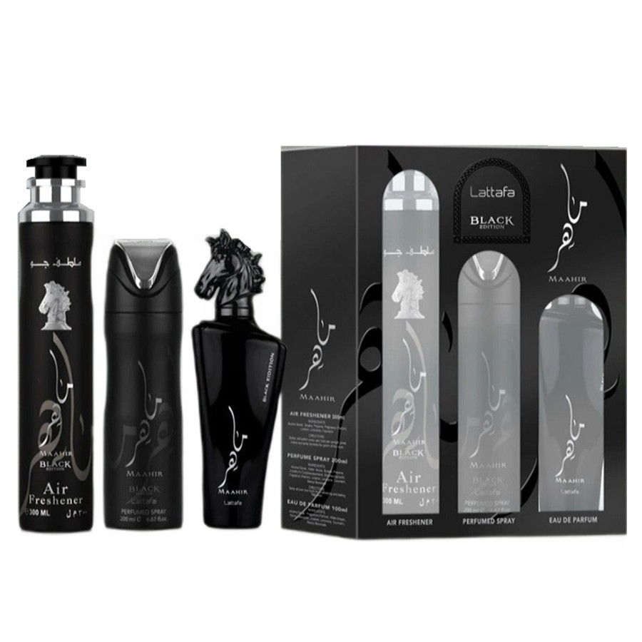 Maahir Black Edition Set Perfume Water + Deodorant + Air Freshener