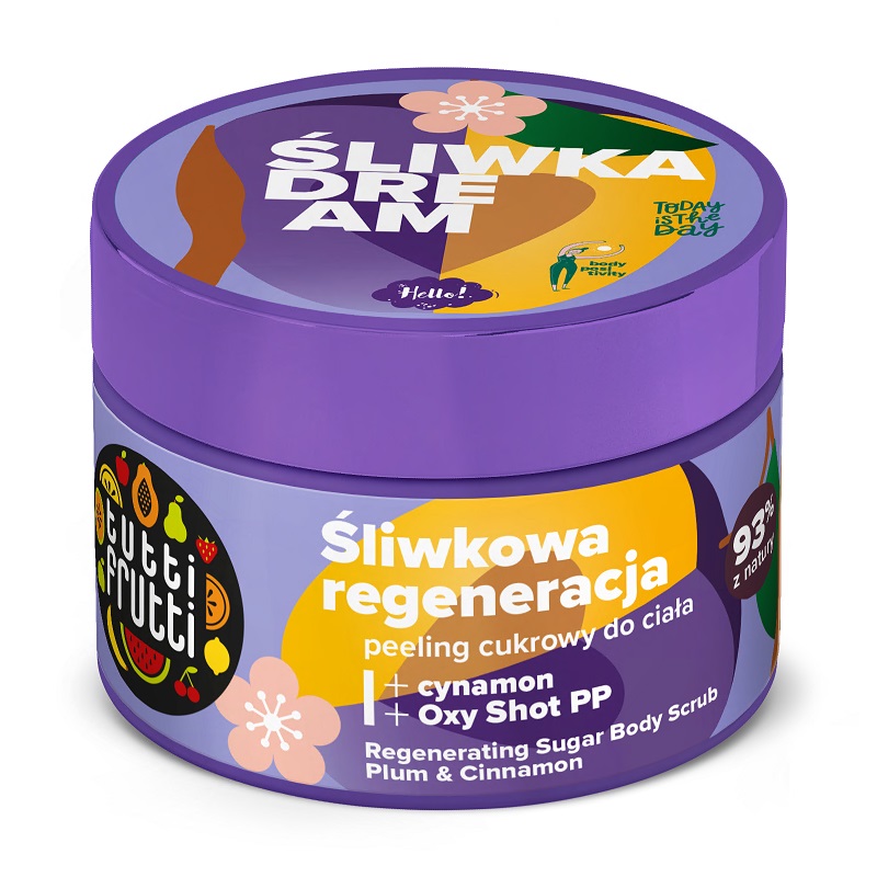 Tutti Frutti Regenerating Sugar Body Scrub With Plum And Cinnamon + Oxy Shot PP