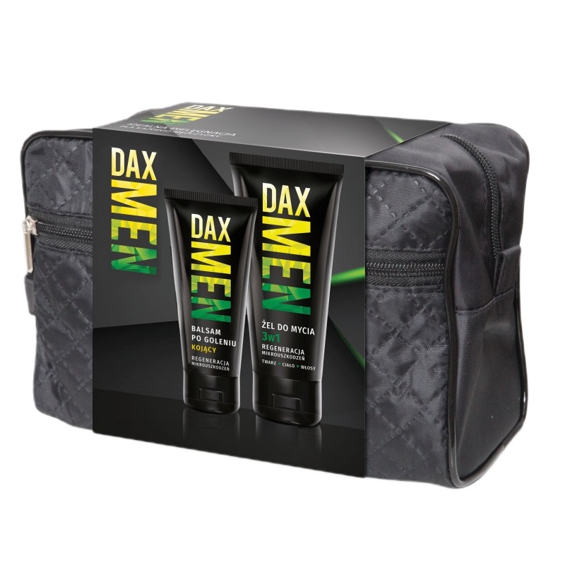 Men Set Of Cleansing Gel For Face, Body And Hair 3in1 + Soothing Balm + Cosmetic Bag