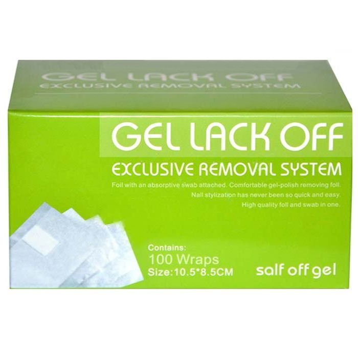 Gel Lack Off Hybrid Nail Polish Removal Wipes, 100 Sheets