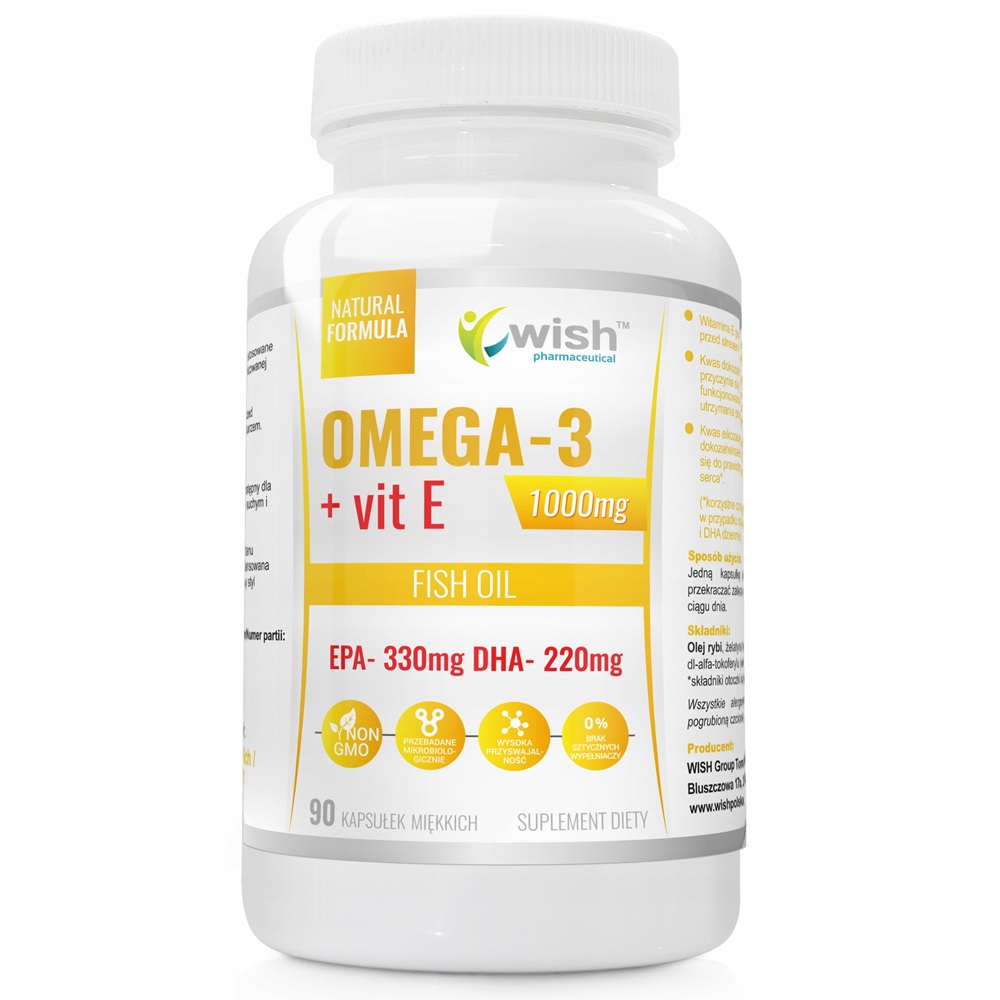 Omega-3 + Vit E Natural Formula Dietary Supplement 90 Softgels