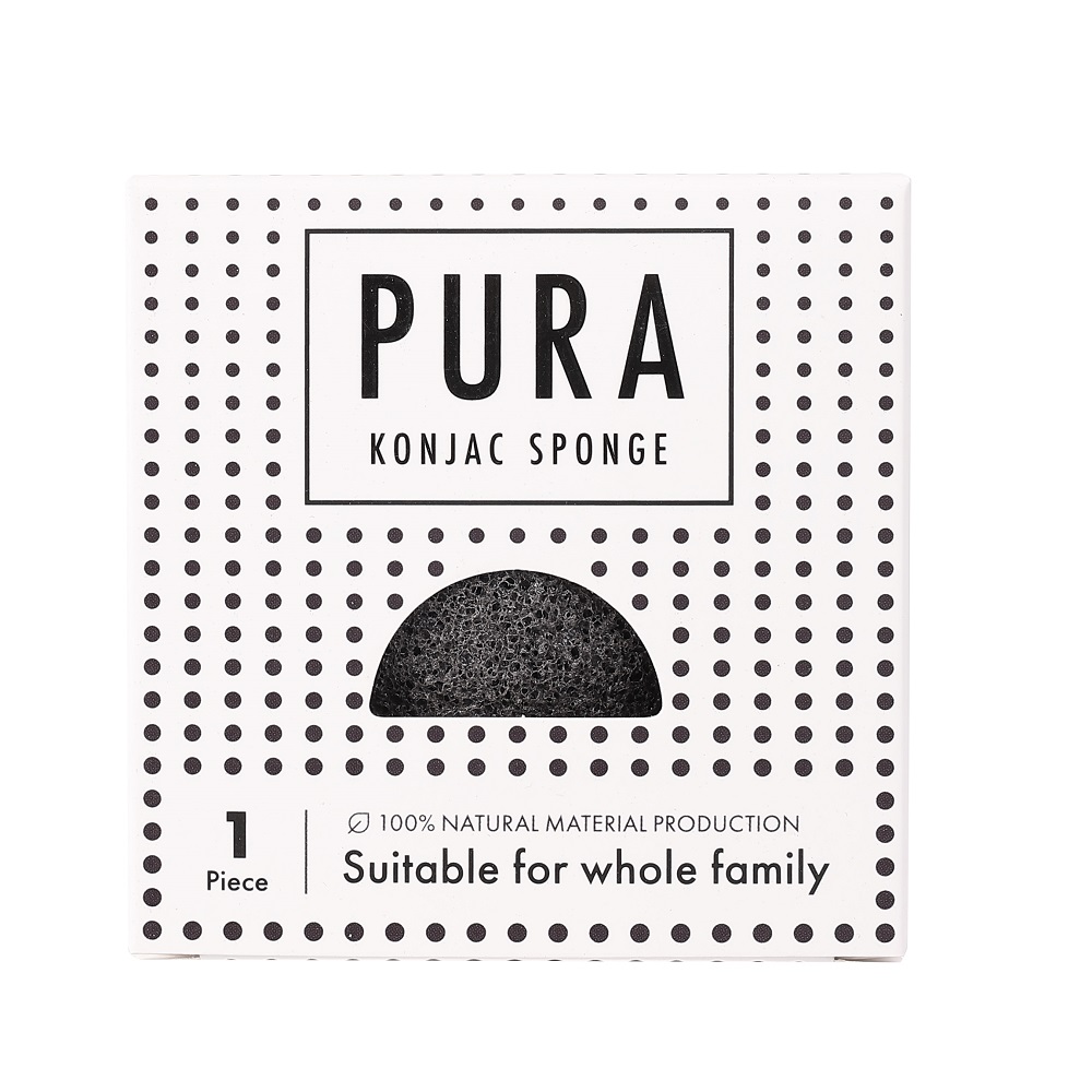 Pura Konjac Sponge Face Wash Sponge Black